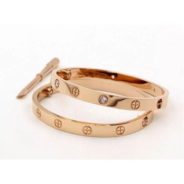 Fashion New Rose Gold 316L Stainless Steel 18k Gold Designer Jewelry Love Bracelets Men Women Wedding Rings Bracciale With Box Free shipping
Fashion New Rose Gold 316L Stainless Steel 18k Gold Designer Jewelry Love Bracelets Men Women Wedding Rings Bracciale With Box Free shipping