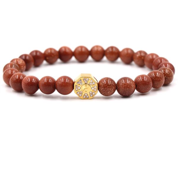 micro inset zircon gold eight diagrams shape accessories natural white pine stone tiger eye stone beads bracelet bangle, Black
micro inset zircon gold eight diagrams shape accessories natural white pine stone tiger eye stone beads bracelet bangle, Black