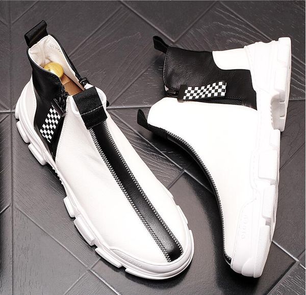 19ss soft leather men high shoes young trend men zip platform shoes casual fashion ankle boots zapatos hombre, Black
19ss soft leather men high shoes young trend men zip platform shoes casual fashion ankle boots zapatos hombre, Black