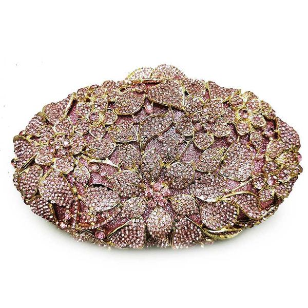 gold metal pink rhinestone handbags women crystal bags 2020 clutch ladies mini chain