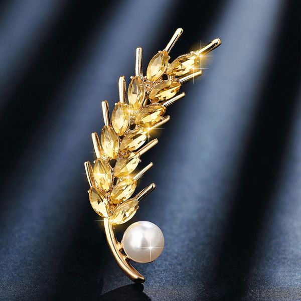 new golden wheat crystal brooch men's suits women pearl jewelry rhinestone pins simple plant brooches badge clothing accessories, Gray
new golden wheat crystal brooch men's suits women pearl jewelry rhinestone pins simple plant brooches badge clothing accessories, Gray