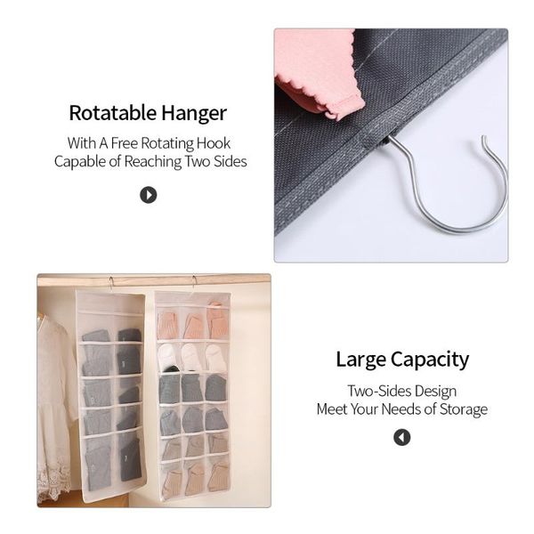 new double sided hanging closet storage bag 30 mesh pockets hanging organizer for bra socks clothes storage
new double sided hanging closet storage bag 30 mesh pockets hanging organizer for bra socks clothes storage