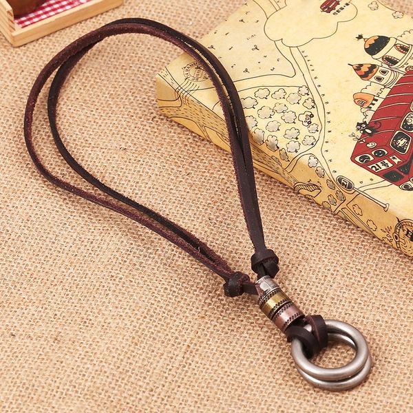 men leather necklaces retro pendants necklace adjustable fashion jewelry for men women hh88, Golden;silver
men leather necklaces retro pendants necklace adjustable fashion jewelry for men women hh88, Golden;silver