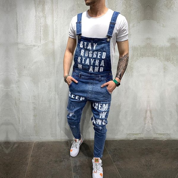 hip hop fashion men's ripped jeans jumpsuits hi street distressed denim bib overalls for man suspender pants size s-xxxl, Blue
hip hop fashion men's ripped jeans jumpsuits hi street distressed denim bib overalls for man suspender pants size s-xxxl, Blue