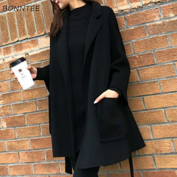 blends women korean new fashon spring thin elegant pure black classic casual sashes daily lady chic outerwear vintage oversize
blends women korean new fashon spring thin elegant pure black classic casual sashes daily lady chic outerwear vintage oversize