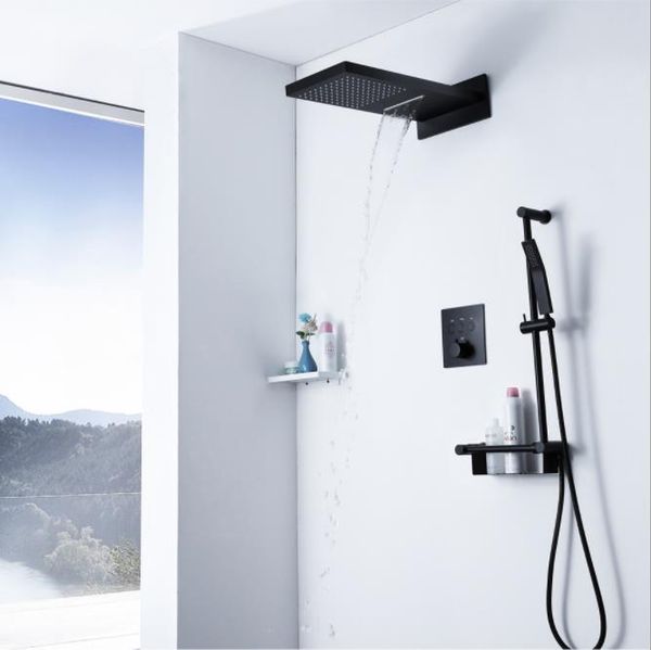 22 inch waterfall rain big size shower head matt black shower bathroom wall mounted embeded box showerhead set thermostatic hipping
22 inch waterfall rain big size shower head matt black shower bathroom wall mounted embeded box showerhead set thermostatic hipping
