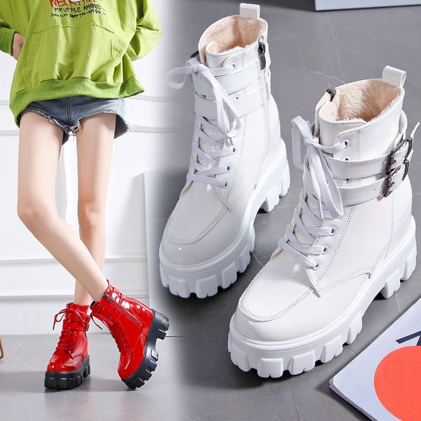 women's mid-calf boots fashion candy color patent leather girl shoes autumn high heels boots for woman shoes winter plush, Black
women's mid-calf boots fashion candy color patent leather girl shoes autumn high heels boots for woman shoes winter plush, Black