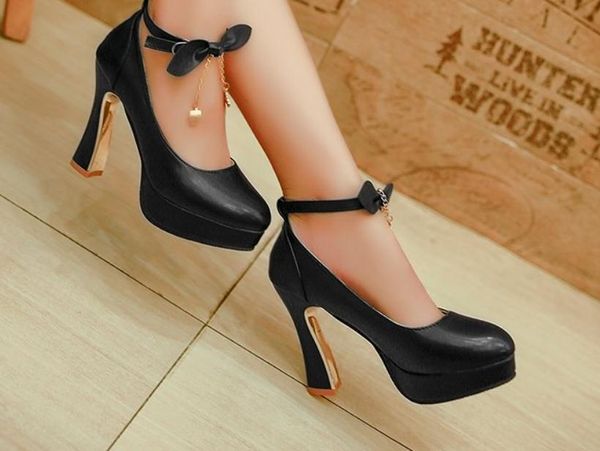 women's shoes in spring and autumn high coarse heel round head waterproof table bowknot@asd397, Black
women's shoes in spring and autumn high coarse heel round head waterproof table bowknot@asd397, Black