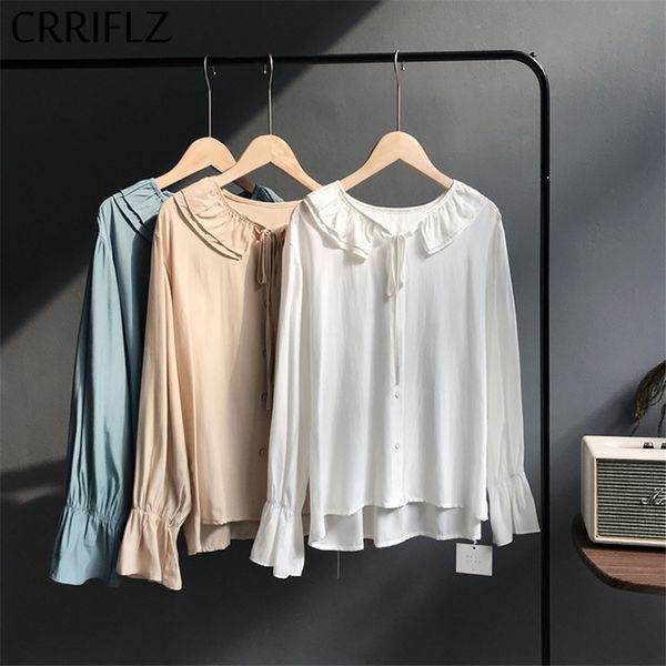 spring drawstring double layer collar blouse women flare sleeve casual loose shirt 2020 new crriflz, White
spring drawstring double layer collar blouse women flare sleeve casual loose shirt 2020 new crriflz, White