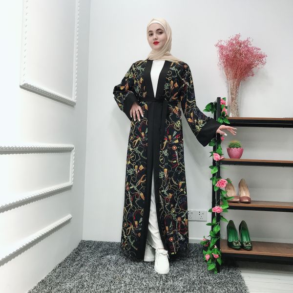 new modest muslim women floral print summer abaya dress s-2xl plus size islamic clothing with belt, Red
new modest muslim women floral print summer abaya dress s-2xl plus size islamic clothing with belt, Red