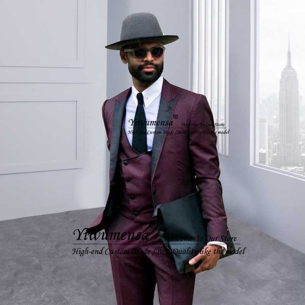 slim fit wedding suits for men custom made 3 pieces jacket with pants custom made wine red with black shawl lapel coustume homme, White;black
slim fit wedding suits for men custom made 3 pieces jacket with pants custom made wine red with black shawl lapel coustume homme, White;black
