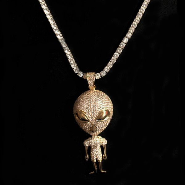 new hip hop jewelry men's alien pendant rock street necklace gold silver color bling cubic zircon for gift
new hip hop jewelry men's alien pendant rock street necklace gold silver color bling cubic zircon for gift