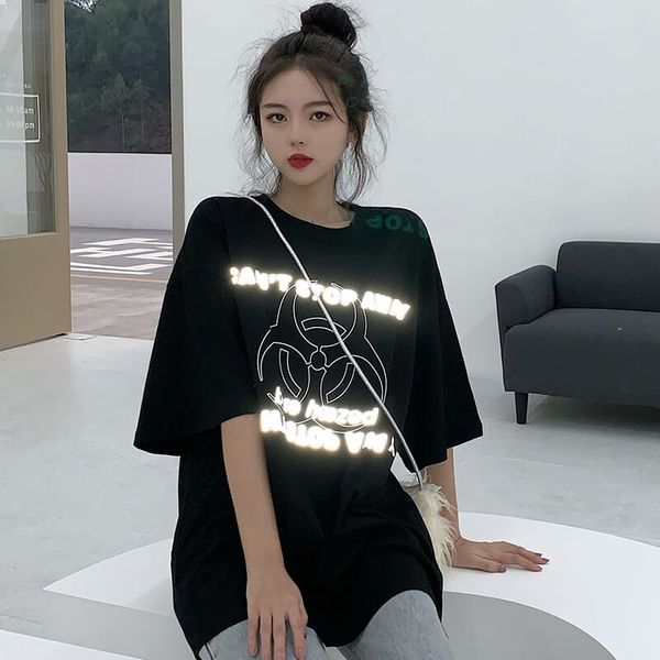 women's reflective oversize loose short-sleeved t-shirt korea ins harajuku vintage fun letter printing summer women t-shirt wgnvtx201, White
women's reflective oversize loose short-sleeved t-shirt korea ins harajuku vintage fun letter printing summer women t-shirt wgnvtx201, White