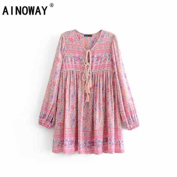 vintage chic women pink floral print tassel beach bohemian mini dress ladies summer boho rayon happie dress vestidos, Black;gray
vintage chic women pink floral print tassel beach bohemian mini dress ladies summer boho rayon happie dress vestidos, Black;gray