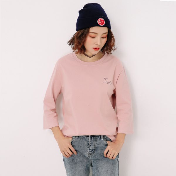 2019 spring and summer new t-shirt female 7-point sleeve shirt cotton simple loose round neck women's college wind ulzzang, White
2019 spring and summer new t-shirt female 7-point sleeve shirt cotton simple loose round neck women's college wind ulzzang, White
