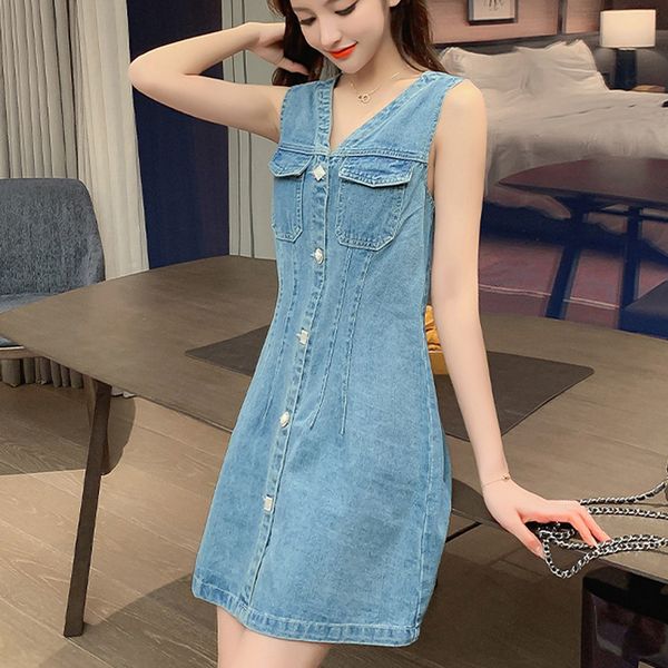 zoki elegant v neck women denim dress vintage sleeveless korean summer jeans dress a line high waist breasted button mini, Black;gray
zoki elegant v neck women denim dress vintage sleeveless korean summer jeans dress a line high waist breasted button mini, Black;gray