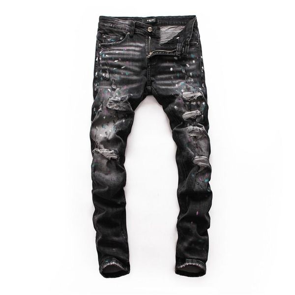 2020 new mens jeans fashion designer jeans slim cut washed motorcycle jeans splicing cracked black hip hop jean de designer pour hommes, Blue
2020 new mens jeans fashion designer jeans slim cut washed motorcycle jeans splicing cracked black hip hop jean de designer pour hommes, Blue