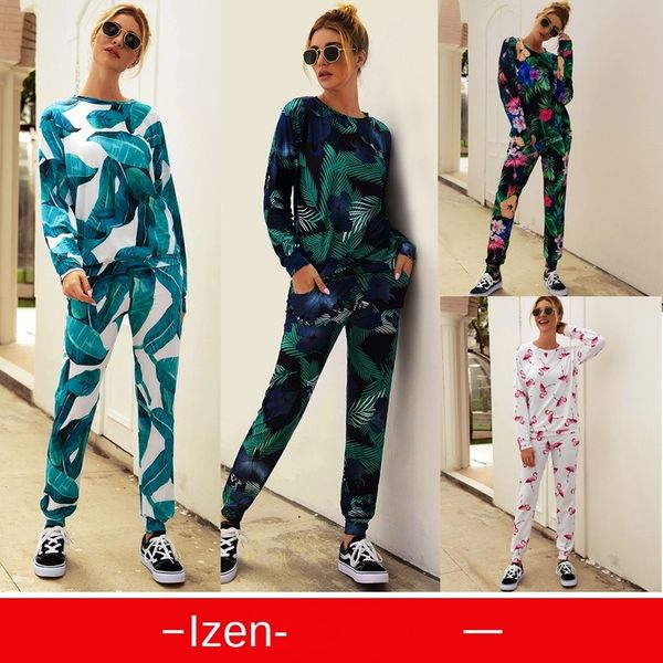 2020 selling printed round neck fashion casual suit multi-color spot women's clothing, White
2020 selling printed round neck fashion casual suit multi-color spot women's clothing, White