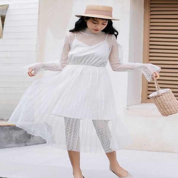 spring summer new women stand collar polka dot multi-layer mesh dress mori girl lolita kawaii dresses mori girl japanese dress, Black;gray
spring summer new women stand collar polka dot multi-layer mesh dress mori girl lolita kawaii dresses mori girl japanese dress, Black;gray