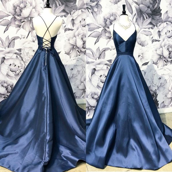 alluring dark navy prom dresses a line v neck evening gowns sweep train vestidos de fiesta satin lace up formal dress, Black
alluring dark navy prom dresses a line v neck evening gowns sweep train vestidos de fiesta satin lace up formal dress, Black