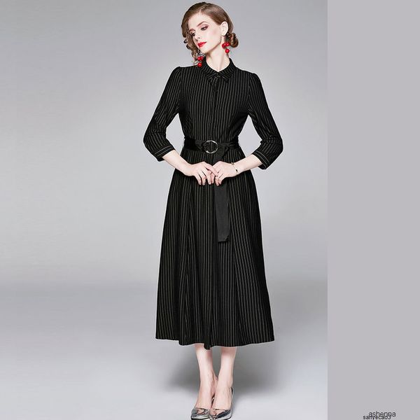 womens designer foreign style slim striped dress season lapel polo collar long sleeve cardigan skirt with beltu34ah, Black;gray
womens designer foreign style slim striped dress season lapel polo collar long sleeve cardigan skirt with beltu34ah, Black;gray