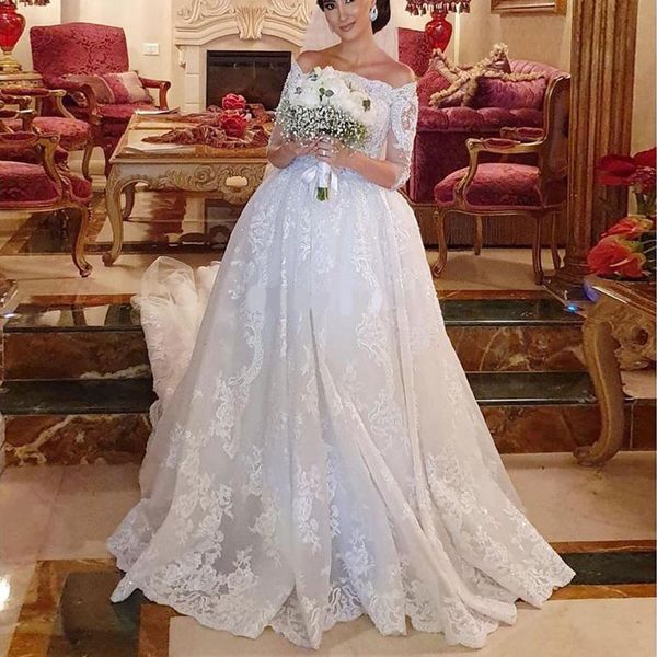 beaded lace wedding dresses 2020 off the shoulder long sleeves bridal gowns sequined a line wedding dress sweep train robe de mariée, White
beaded lace wedding dresses 2020 off the shoulder long sleeves bridal gowns sequined a line wedding dress sweep train robe de mariée, White