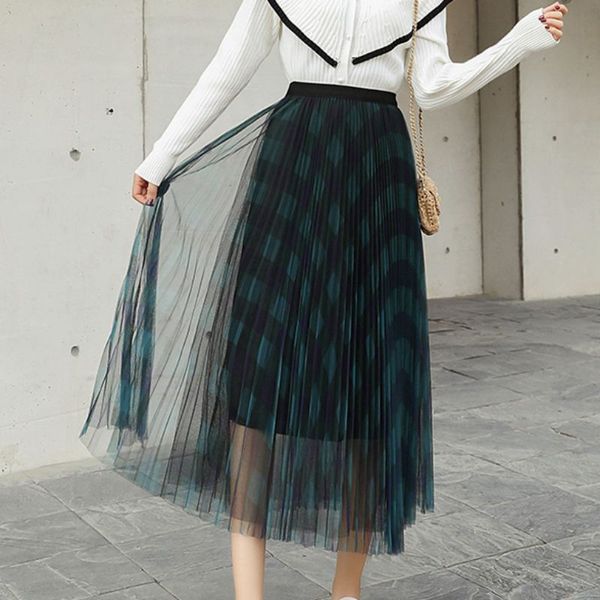 women skirts fashion high waist multi-layer mesh skirts chic plaid pleated skirt, Black
women skirts fashion high waist multi-layer mesh skirts chic plaid pleated skirt, Black