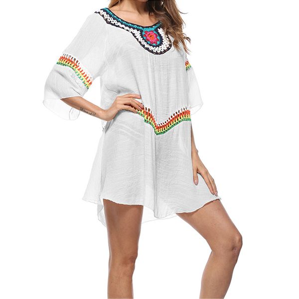 women colorful crochet hollow out patchwork bikini cover ups loose swimsuit sundress girls swimwear sun-proof smock dress, Blue;gray
women colorful crochet hollow out patchwork bikini cover ups loose swimsuit sundress girls swimwear sun-proof smock dress, Blue;gray