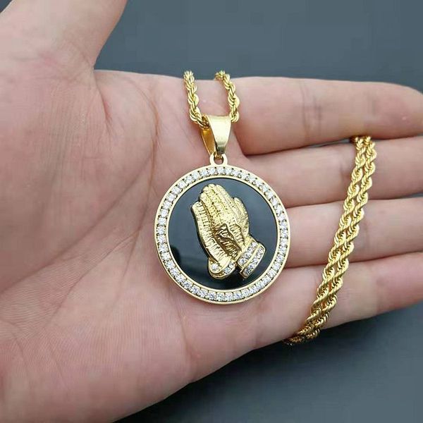 new praying hands pendants & necklaces with zircon brother gift silver/gold color stainless steel hip hop men chain jewelry
new praying hands pendants & necklaces with zircon brother gift silver/gold color stainless steel hip hop men chain jewelry