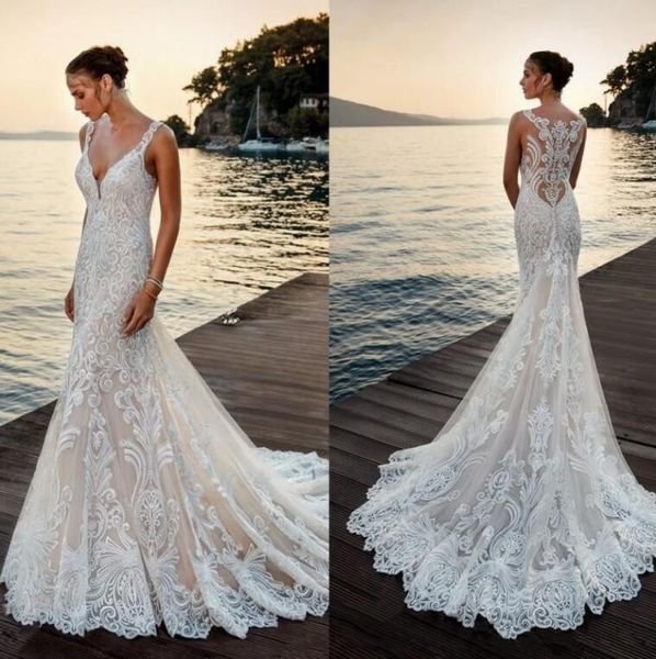 ivory deep v neck mermaid wedding dress full lace appliques sheer back boho summer beach mermaid wedding bridal gowns robe de mariee, White
ivory deep v neck mermaid wedding dress full lace appliques sheer back boho summer beach mermaid wedding bridal gowns robe de mariee, White