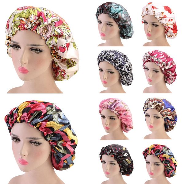 fashion satin bonnet cap print shower cap stretch comfortable night sleep hat ladies turban for women elastic large beanies, Blue;gray
fashion satin bonnet cap print shower cap stretch comfortable night sleep hat ladies turban for women elastic large beanies, Blue;gray