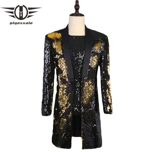 plyesxale black gold blazer for men shawl collar mens sequin jacket dj night club singer glitter costume man prom blazers q851, White;black
plyesxale black gold blazer for men shawl collar mens sequin jacket dj night club singer glitter costume man prom blazers q851, White;black