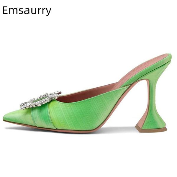 crystal sunflower buckle banquet shoes woman fluorescent green goblet heel pointed toes high heel mules summer slippers women, Black
crystal sunflower buckle banquet shoes woman fluorescent green goblet heel pointed toes high heel mules summer slippers women, Black