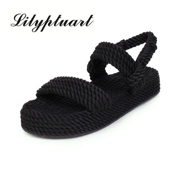 lilyptuart 2020 big size 43 gladiator hemp flat slip on straw summer women's sandals shoes woman t200519, Black
lilyptuart 2020 big size 43 gladiator hemp flat slip on straw summer women's sandals shoes woman t200519, Black