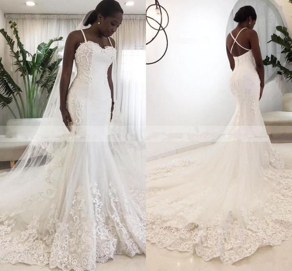 2020 spaghetti straps african wedding dress appliques lace mermaid criss-cross dubai arabic bridal gowns custom made, White
2020 spaghetti straps african wedding dress appliques lace mermaid criss-cross dubai arabic bridal gowns custom made, White