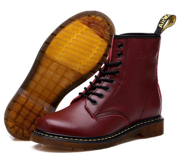 

classic designer shoes 100% genuine leather men martin boots motorcycle boots men women winter snow boots women martins shoes, Black