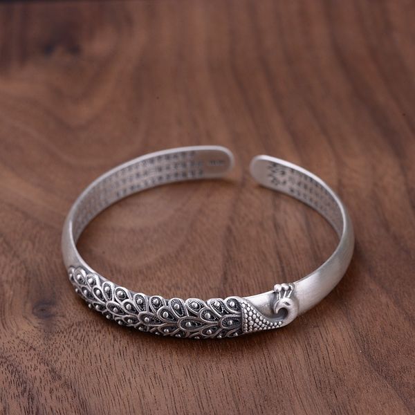 s990 silver matte process fashion thai silver matte peacock bracelet engraved heart sutra in the scriptures woman's bracelet, Black
s990 silver matte process fashion thai silver matte peacock bracelet engraved heart sutra in the scriptures woman's bracelet, Black