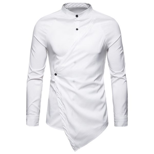 brand men shirt personality oblique button irregular long sleeve men shirt 2019 new clothes casual slim fit male, White;black
brand men shirt personality oblique button irregular long sleeve men shirt 2019 new clothes casual slim fit male, White;black
