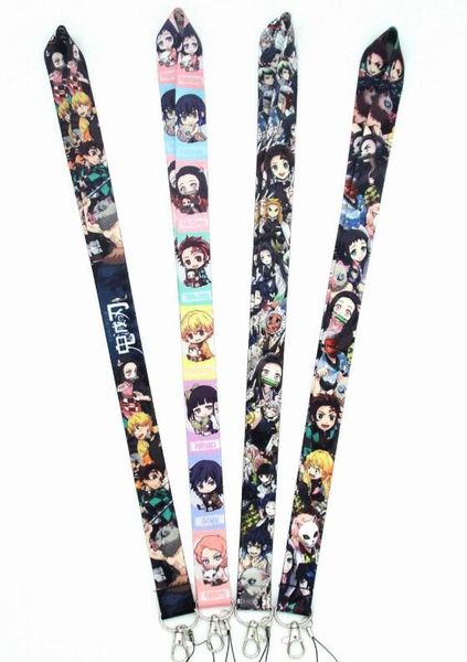 

100pcs/200pcs/500pcs/1000pcs new cartoon kimetsu no yaiba lanyard neck strap lanyard mobile phone key chain id badge key chains, Silver