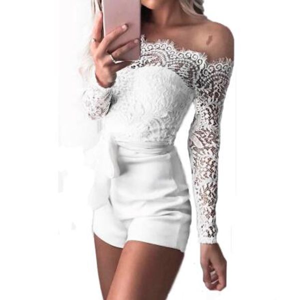 women's jumpsuits & rompers women ladies summer autumn off shoulder playsuits fashion long sleeve sheer lace patchwork hollow bandage s, Black;white
women's jumpsuits & rompers women ladies summer autumn off shoulder playsuits fashion long sleeve sheer lace patchwork hollow bandage s, Black;white