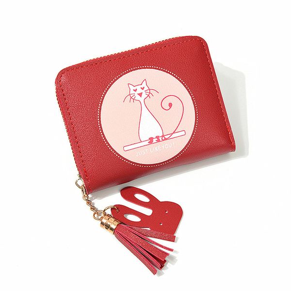 women wallet faux leather purses clutch zipper pendant kitten print tassel wallets lady pouch bag pu, Red;black
women wallet faux leather purses clutch zipper pendant kitten print tassel wallets lady pouch bag pu, Red;black
