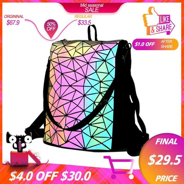 four am 2 in 1 luminous backpack geometric elegance shoulder bag woman fashion bag