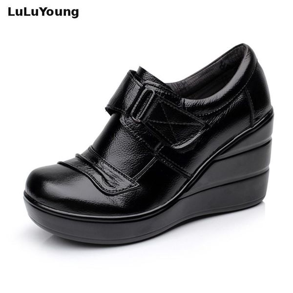 cowhide genuine leather platform spring and autumn deep mouth single shoes high-heeled platform women's shoes wedges, Black
cowhide genuine leather platform spring and autumn deep mouth single shoes high-heeled platform women's shoes wedges, Black