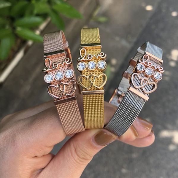 beichong women love heart statement silver rose gold stainless steel mesh keeper bracelets for slide charms diy bracelets, Golden;silver
beichong women love heart statement silver rose gold stainless steel mesh keeper bracelets for slide charms diy bracelets, Golden;silver