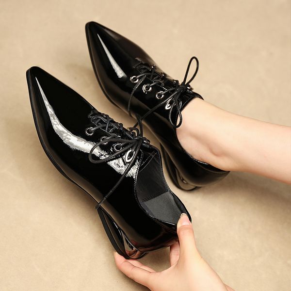 women's genuine leather lace-up pointed toe flats oxfords leisure soft comfortable daily espadrilles casual shoes for women hot, Black
women's genuine leather lace-up pointed toe flats oxfords leisure soft comfortable daily espadrilles casual shoes for women hot, Black