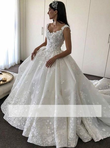 princess ball gown wedding dresses vintage arabic sweetheart 3d floral backless beaded straps ruched chapel train bridal wedding gowns, White
princess ball gown wedding dresses vintage arabic sweetheart 3d floral backless beaded straps ruched chapel train bridal wedding gowns, White