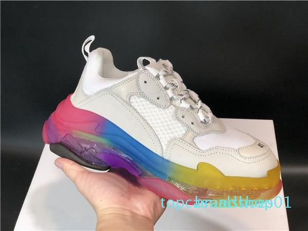 designer fashion triple s casual shoes men green triple s sneaker women leather low lace-up casual flat shoes clear sole, Black