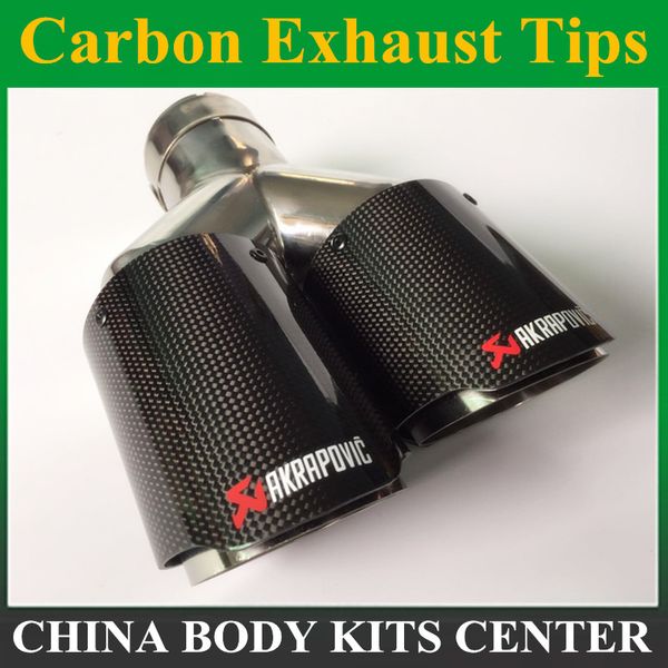 1 piece: universal dry carbon fiber akrapovic car exhaust tips dual noses end pipe inlet 51mm 54mm 57mm 60mm 63mm outlet 89mm
1 piece: universal dry carbon fiber akrapovic car exhaust tips dual noses end pipe inlet 51mm 54mm 57mm 60mm 63mm outlet 89mm
