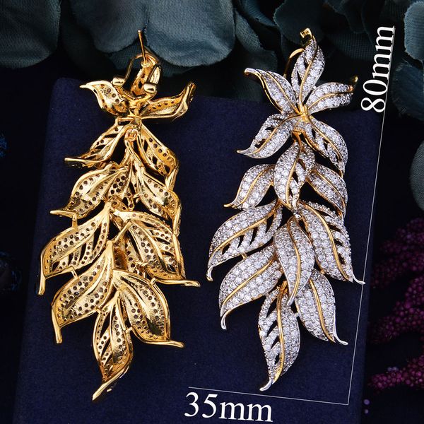 fashion-80mm luxury exclusive leaf leaves cubic zirconia african wedding women dress earring fashion jewelry, Silver
fashion-80mm luxury exclusive leaf leaves cubic zirconia african wedding women dress earring fashion jewelry, Silver