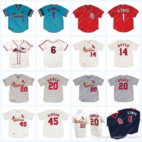 St. Louis 1 Ozzie Smith 1982 6 Stan Musial Cardinals 14 Ken Boyer 20 Lou Brock 45 Bob Gibson Vintage Baseball Jersey Stitched
St. Louis 1 Ozzie Smith 1982 6 Stan Musial Cardinals 14 Ken Boyer 20 Lou Brock 45 Bob Gibson Vintage Baseball Jersey Stitched